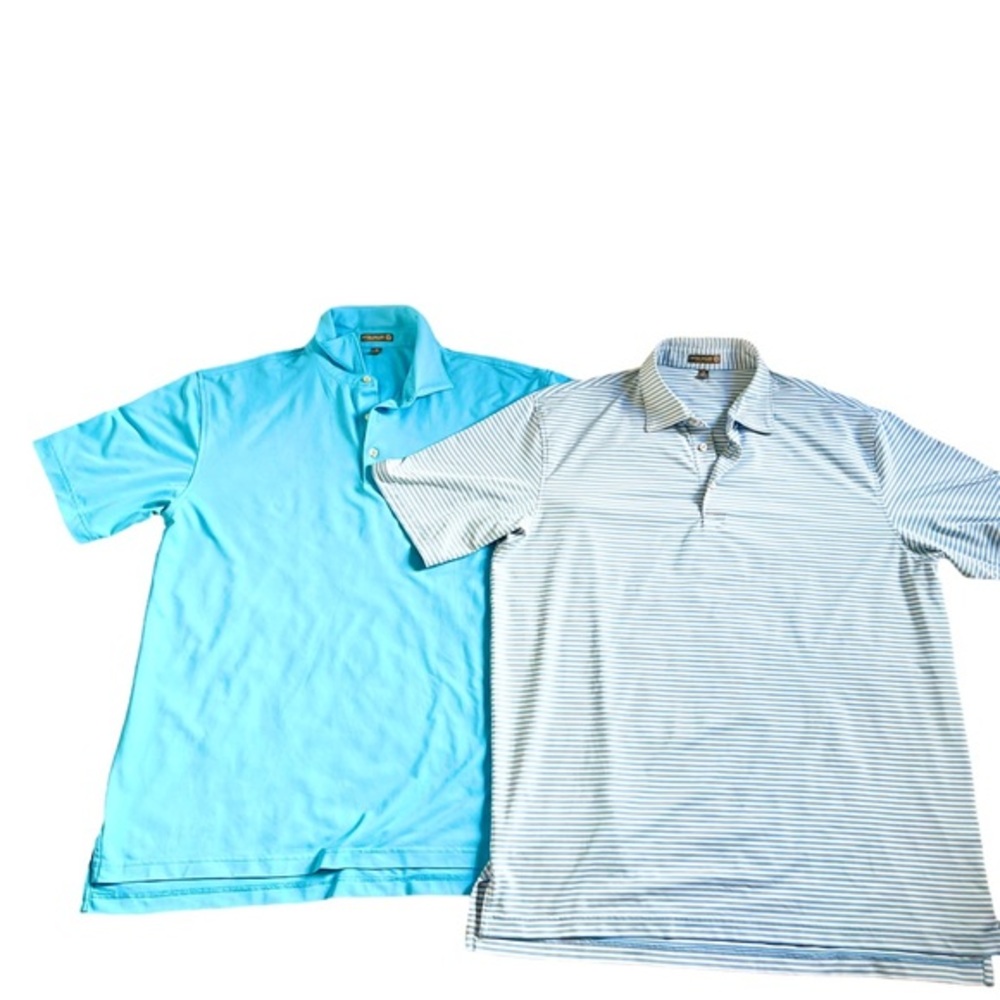 Peter Millar Shirt Polo Mens XL Summer Comfort Vining Sparks Golf Blue LOT OF 2!